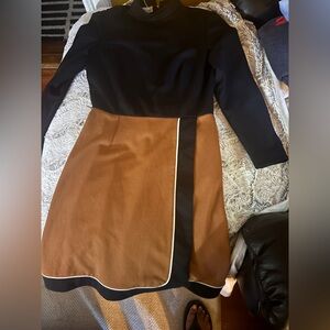 Vintage Fred Rothschild of California Colorblock Mock Neck A-Line Dress